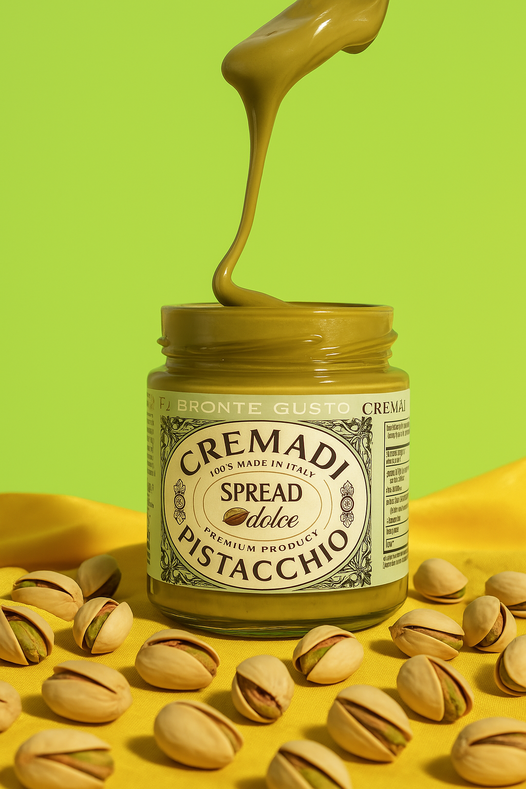 Crema di Pistacchio Spread Bronte Gusto – L’Autentico Oro Verde Italiano (41.5% Pistacchi)